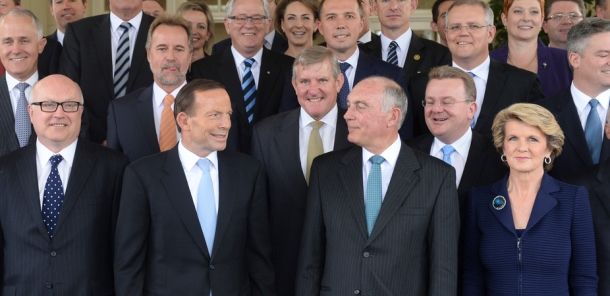 Would the private sector get away with the kind of gender imbalance in the Abbott Cabinet? AAP / Lukas Coch