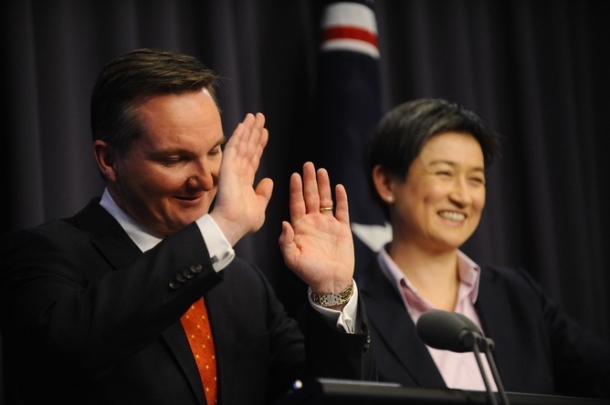 Bearers of bad news: Treasurer Chris Bowen and Finance Minister Penny Wong deliver the government’s economic statement. 