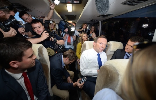 Wherever the leaders went on the campaign trail the media followed. How can we assess the media’s performance? AAP/Alan Porritt