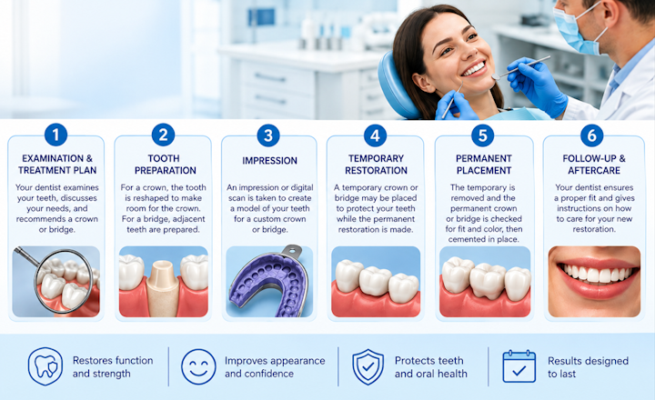 What May Be Involved in Getting a Dental Crown or Bridge: A General Overview What May Be Involved in Getting a Dental Crown or Bridge: A General Overview